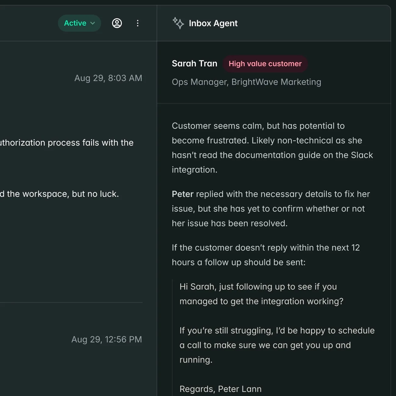 Archway introducer portal showing an opportunity in dark mode
